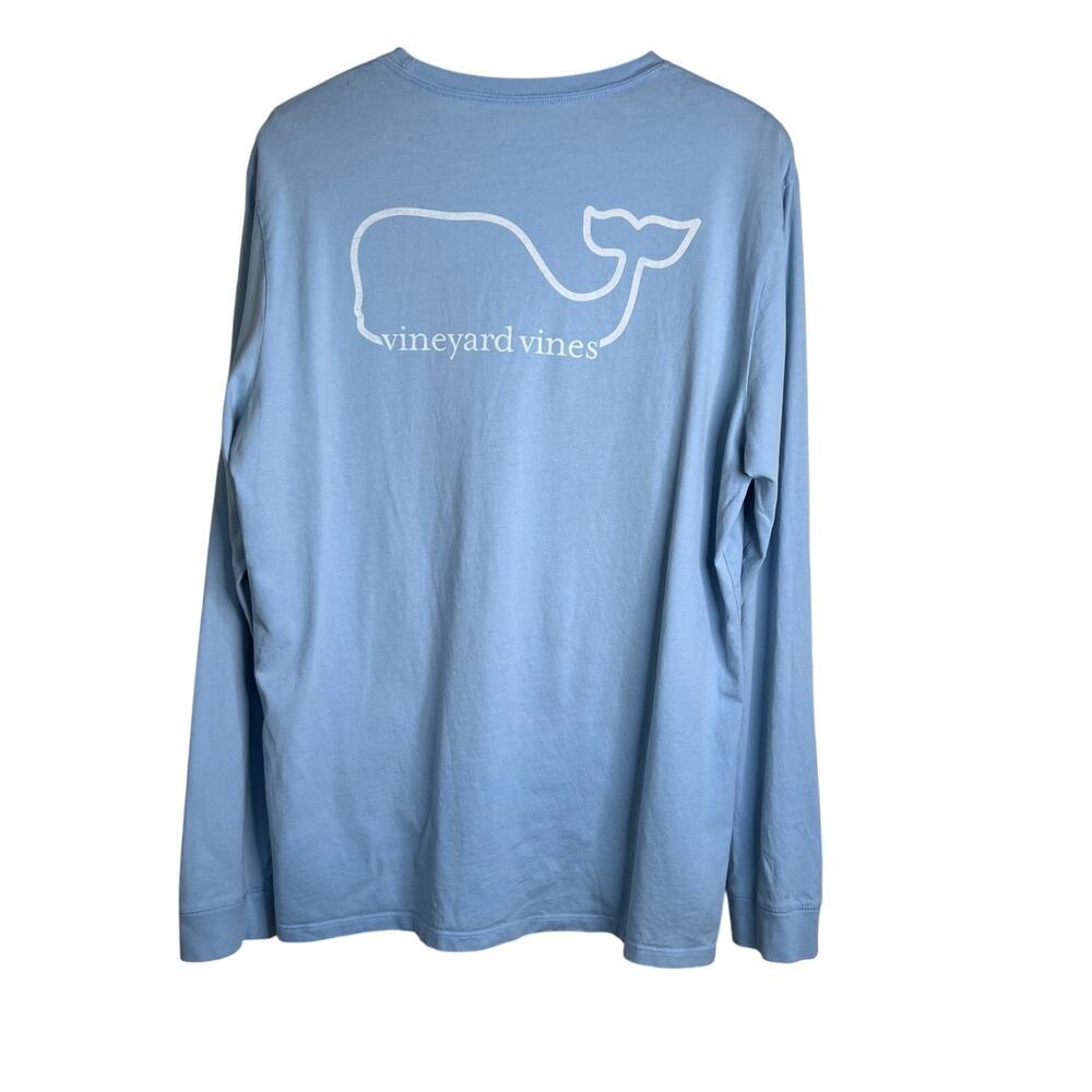 VINEYARD VINES Vintage Whale Long Sleeve Pocket Tee 100% Cotton Blue Men's Large